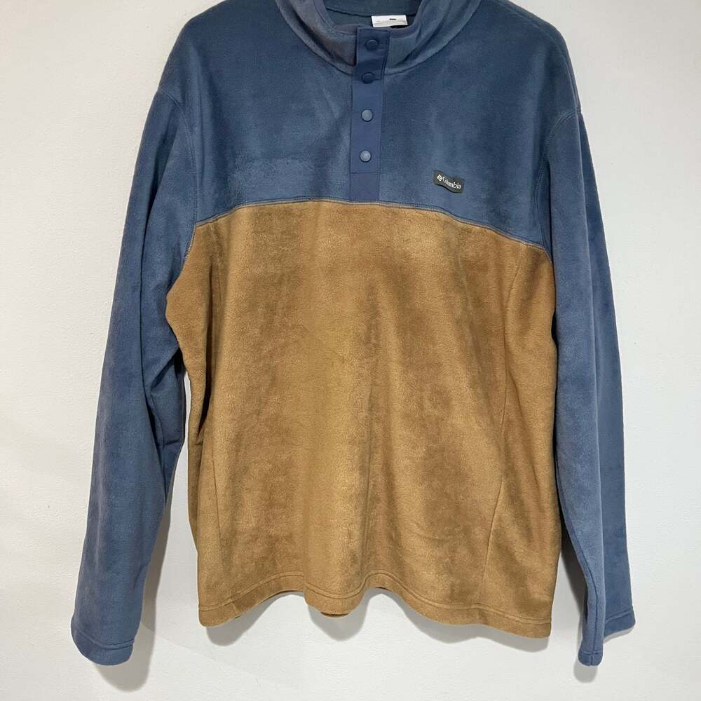 Columbia, 2XL Mens Steens Mountain Half Snap Fleece Pullover, Blue/brown, Fall C